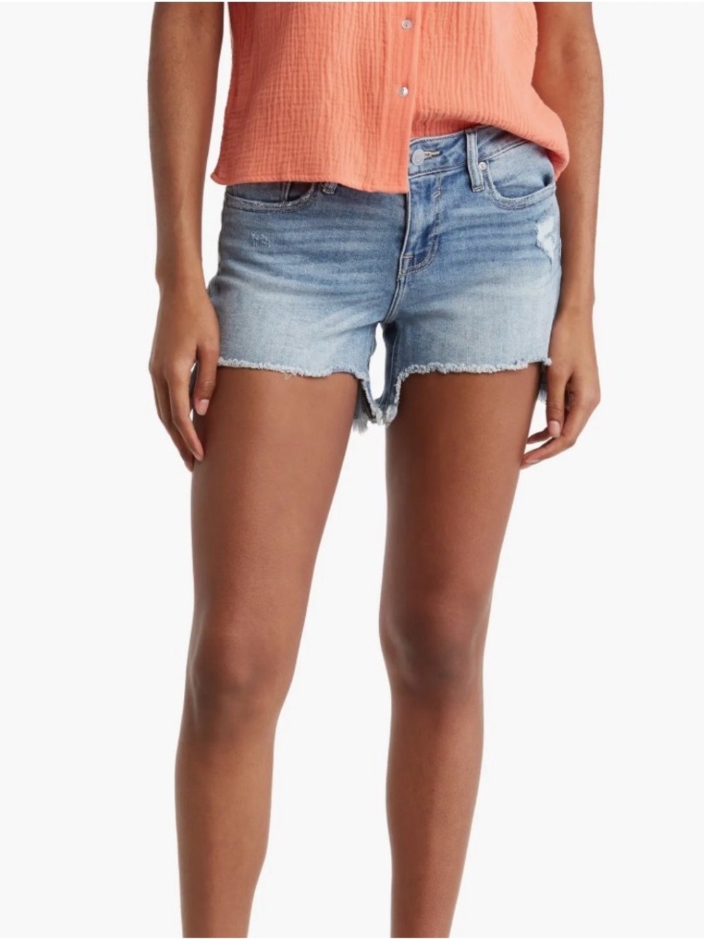 Vigoss Marley Mid Rise Denim Frayed Hem Shorts NWT
